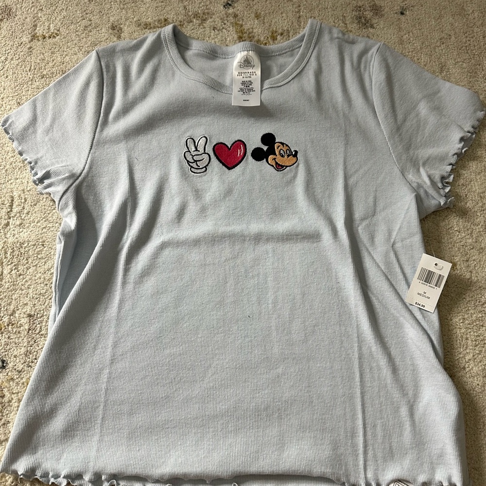 Peace love Mickey cropped t shirt